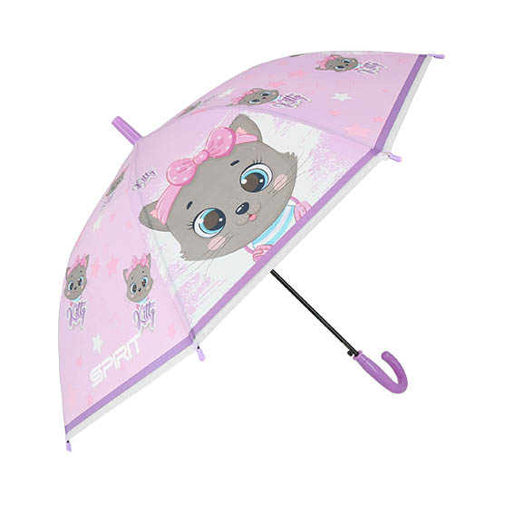 Dječiji kišobran TTS KIDS Kitty s motivom mačke, automatskim otvaranjem i matiranom plastičnom ručkom