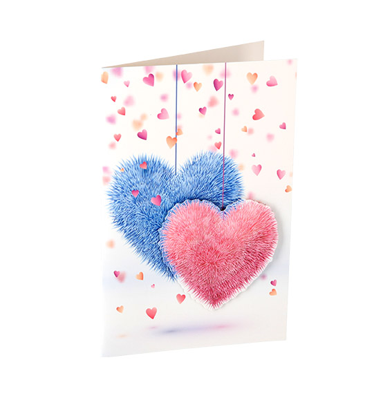 3D čestitka Two Hearts s motivom vjenčanja i crvenih srca