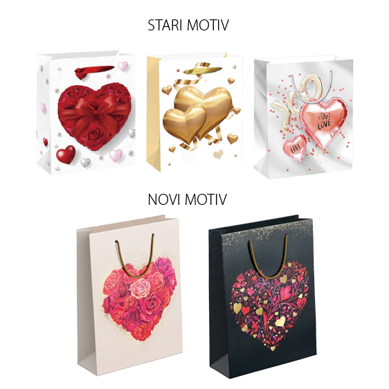 SE vrećica L Hearts 210g sa motivom srca, OPP materijal, dimenzije 26x36x12 cm