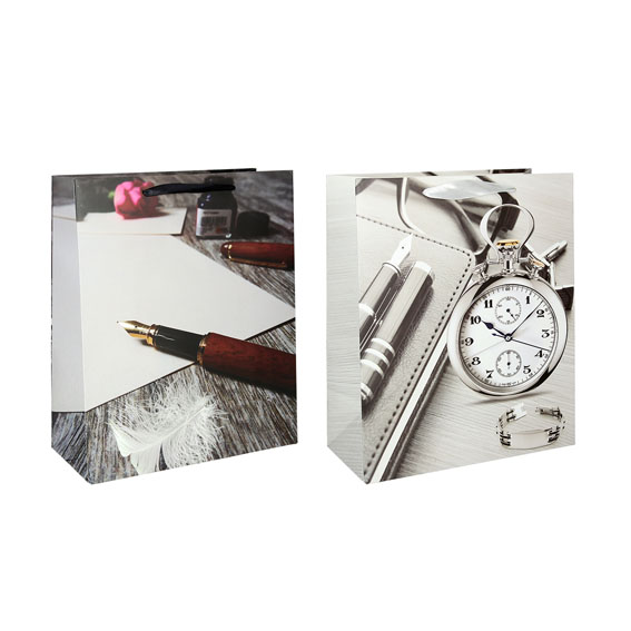 SE Vrećica L UV Glossy 210g s poslovnim motivom sata i nalivpera