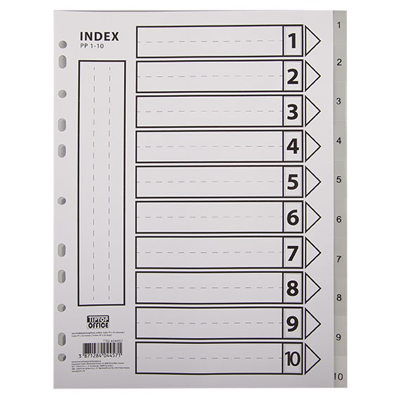 TTO Index 1-10 PVC Siva A4 separator sa brojevima