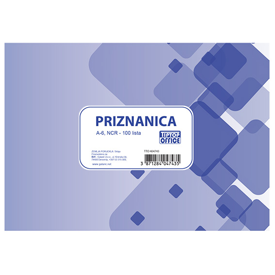 VI Priznanica A6 NCR obrazac od 100 listova