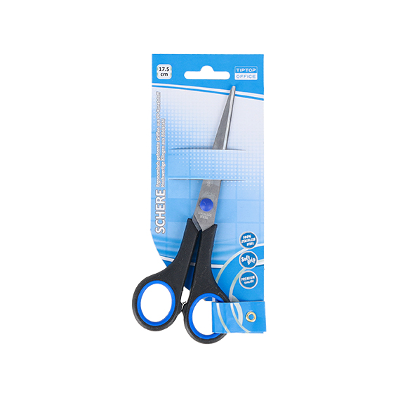 TTO makaze 17.5cm SoftGrip C/P s crnim ručkama i sjajnim oštricama