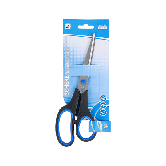 TTO makaze 21cm SoftGrip crne i plave boje sa gumiranom drškom