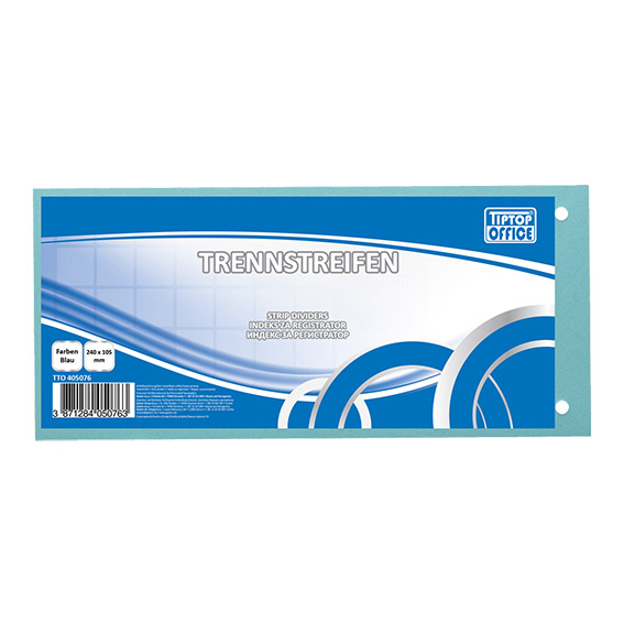 Plavi kartonski TTO index separator formata 232x105mm s četiri rupe