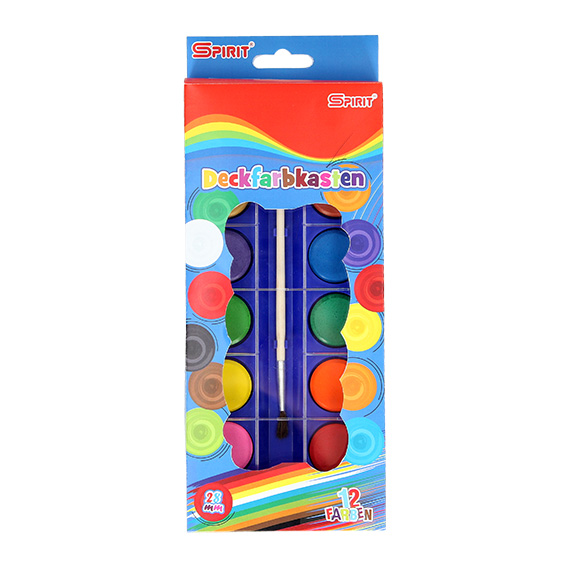 TTS Vodene boje Premium 28mm set od 12 boja s drvenim kistom u PP kutiji