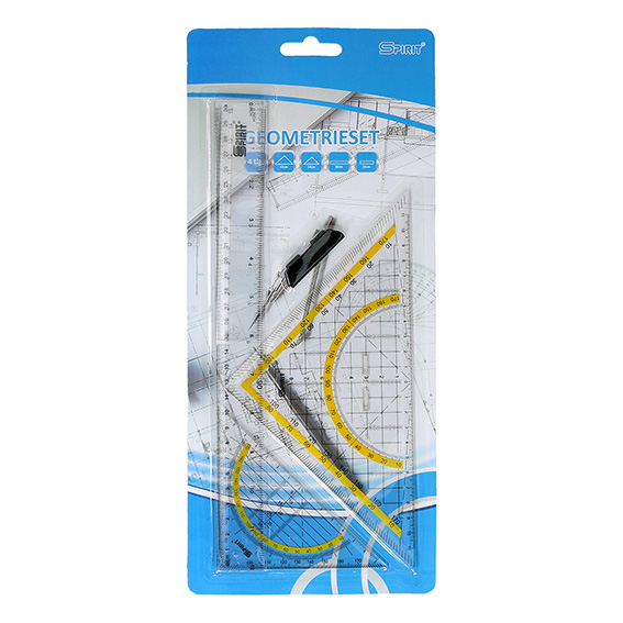 TTS geometrijski set 30cm sa dva lenjira i dva trougla od polistirena
