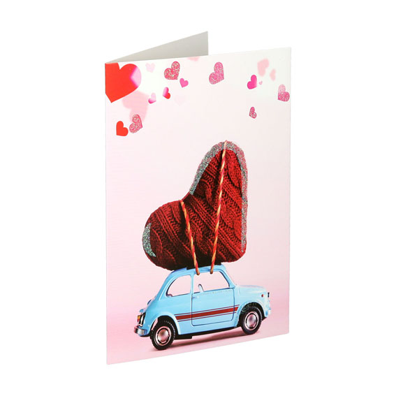3D čestitka Love 02 s motivom srca u romantičnom dizajnu, dimenzija 12x18.5 cm