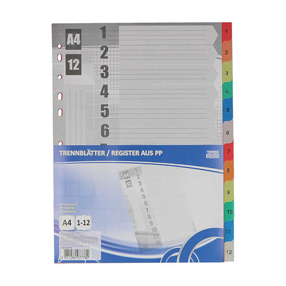 TTO Index PP 1-12 Boja, set od 12 polipropilenskih indeksa u bojama, A4 format