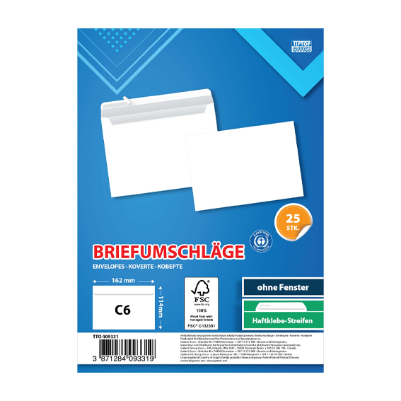 TTO koverta C6 Strip 25/1 bijela, 80g papir, format za pismo