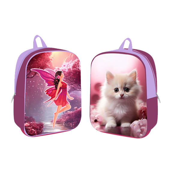 Dječji ruksak TTS UN-DU Fairy-Cat 25 sa motivom mačke, dvostruki dizajn, ultra lagan, prednji i bočni prikaz
