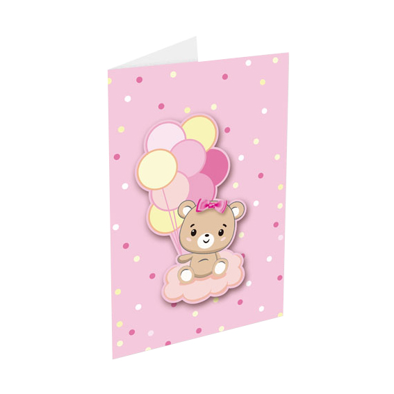 3D čestitka BabyGirl 03 s roze motivom za djevojčice