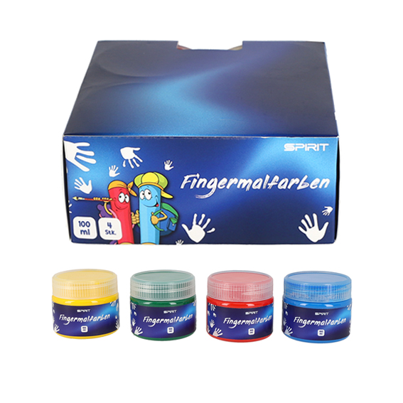 TTS boja za prste 4/1 100ml četiri teglice s crvenom, žutom, plavom i zelenom bojom