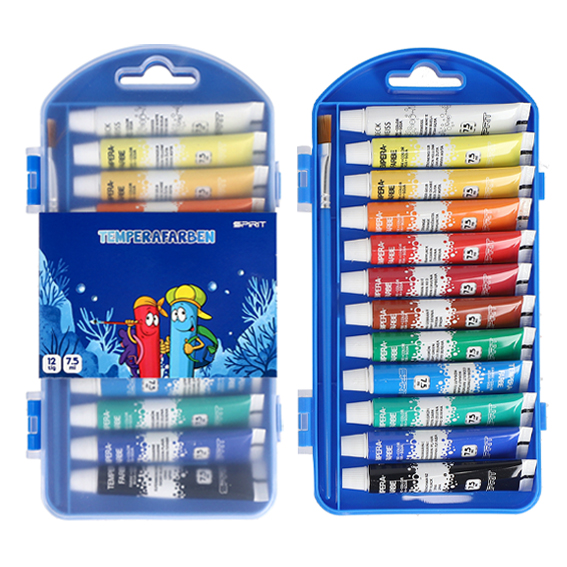 TTS Tempera 12/1 7.5ml PVC set od 12 živopisnih tempera boja u prozirnoj kutiji