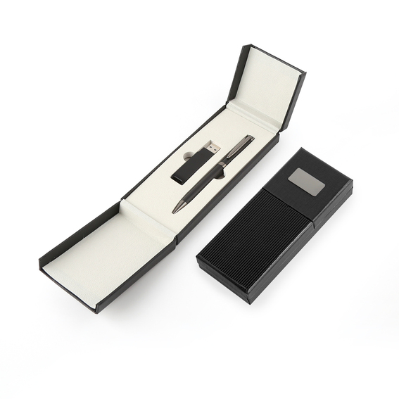 PM Set Hem+USB Venini Cr u crnoj mat kutiji sa hemijskom olovkom i USB stickom