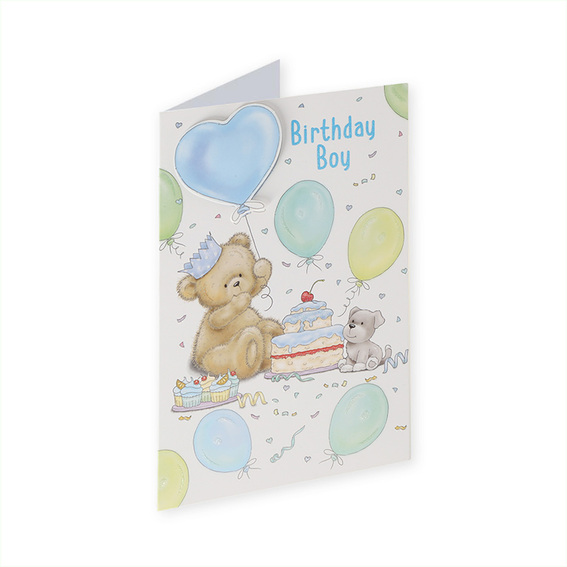 3D čestitka Baby Boy plave boje sa motivom dječaka, dimenzija 12x18.5 cm