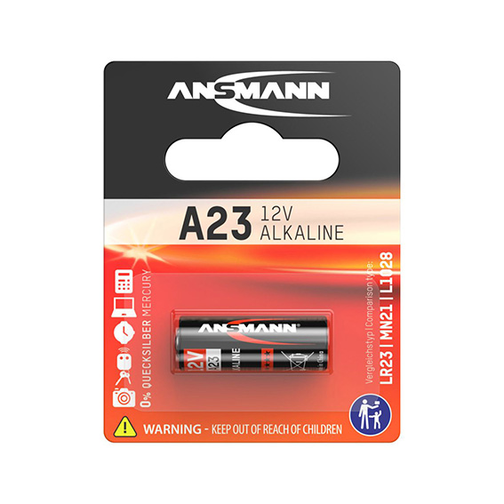 AN Bat A23 12V 1/1 alkalna baterija na bijeloj pozadini