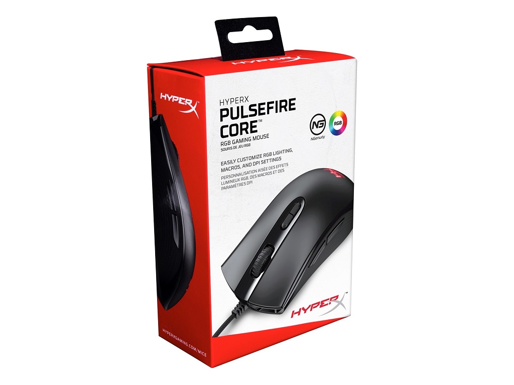 HyperX Pulsefire Core Black gaming miš na crnoj podlozi