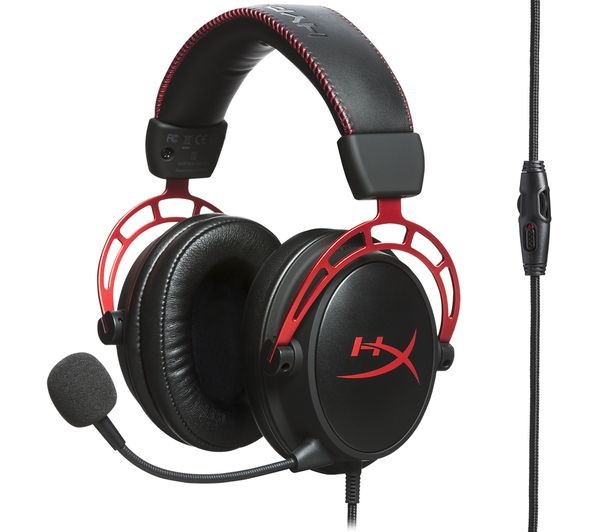 HyperX Cloud Alpha Red gaming headset u crno-crvenoj boji na bijeloj pozadini