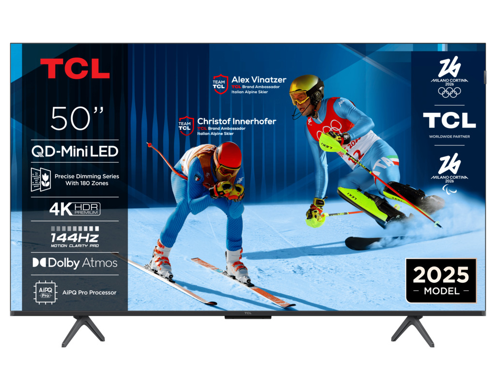 TCL 50-inch C6K 4K QD-Mini LED TV with 144Hz display and Google TV interface