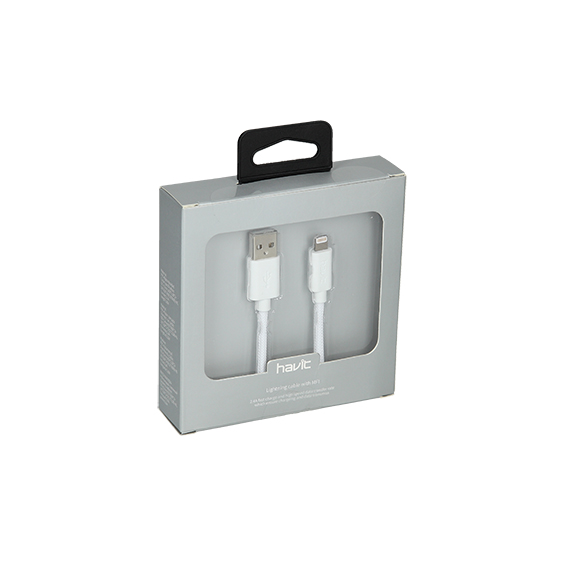 HV Kabal USB-Lighting 1m Bi, bijeli pleteni USB kabel dužine 1 metar