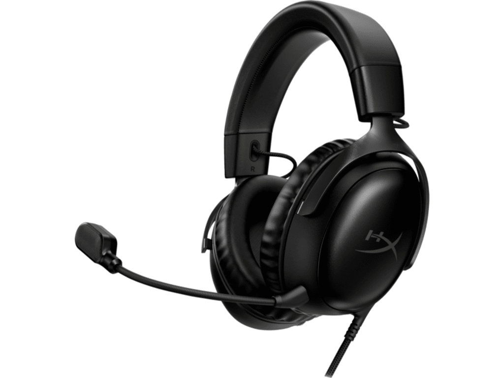 HyperX Cloud III gaming headset crne boje na bijeloj podlozi