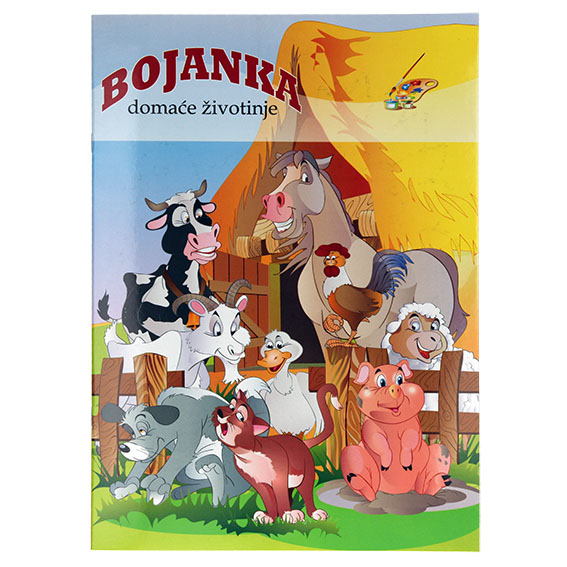 Bojanka domaće životinje s crtežima krave, konja i ovce za djecu