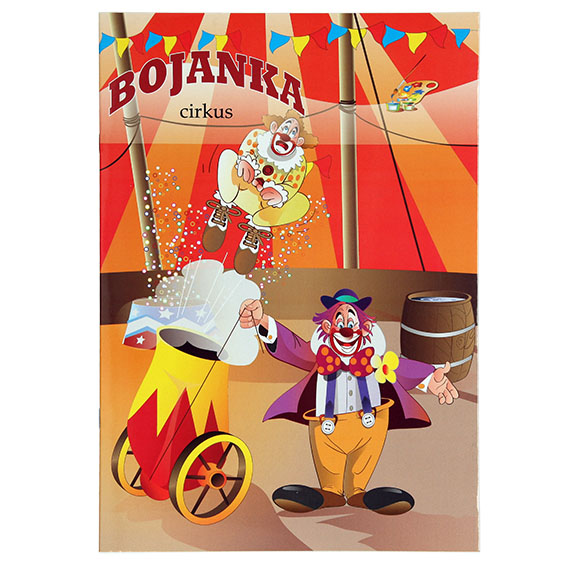 Dječija bojanka TTS Cirkus sa šarenim cirkuskim motivima na bijelim koricama
