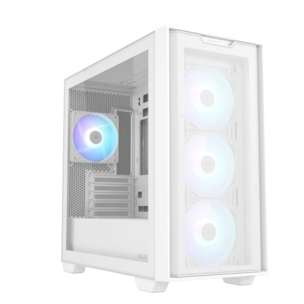 ASUS A21 PLUS TG ARGB WHITE kućište sa 4 ARGB ventilatora i prozirnim bočnim panelom