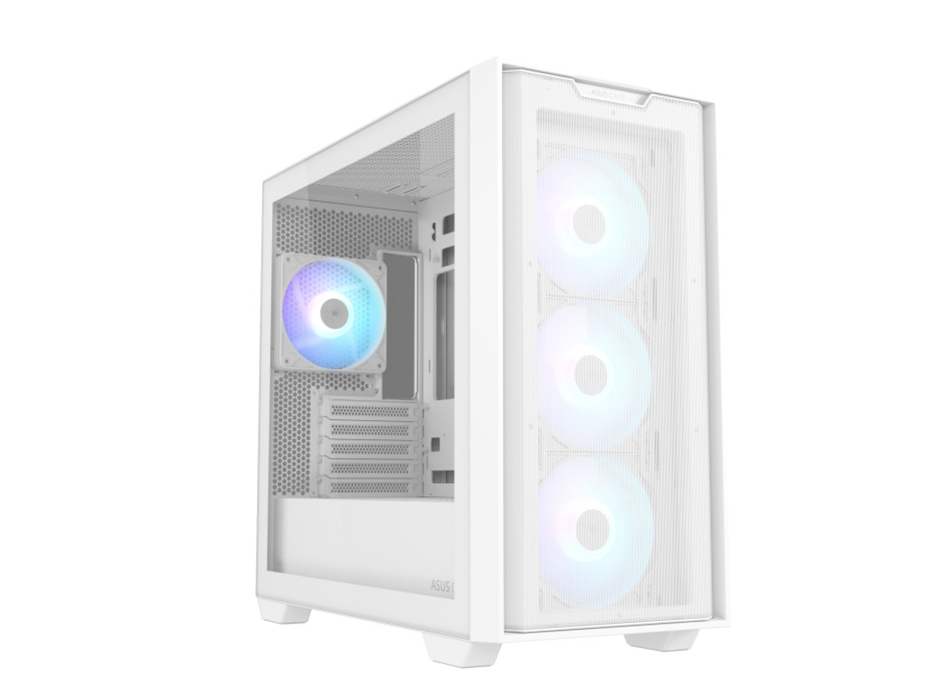 ASUS A21 PLUS TG ARGB WHITE kućište sa 4 ARGB ventilatora i prozirnim bočnim panelom