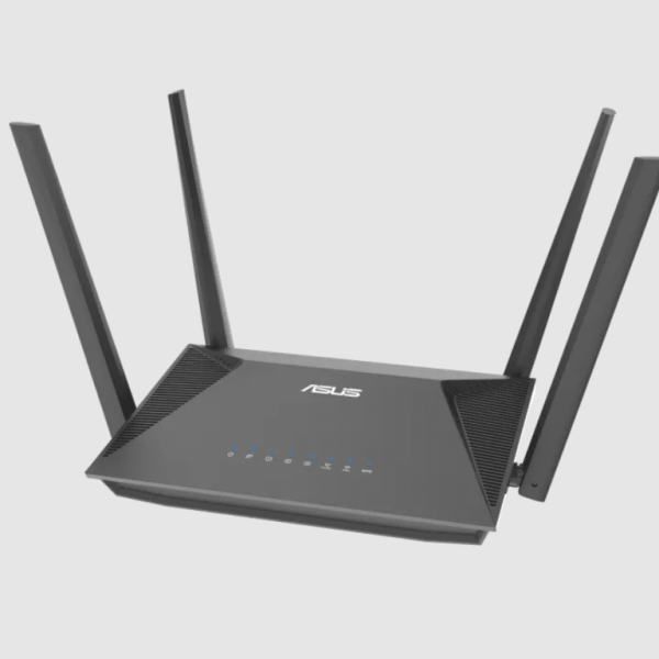 ASUS RT-AX52 AX1800 DualBand WiFi 6 router with multiple antennas