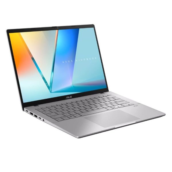 ASUS VivoBook S M3407KA-SF028W laptop u mat sivoj boji sa otvorenim OLED ekranom i osvijetljenom tastaturom