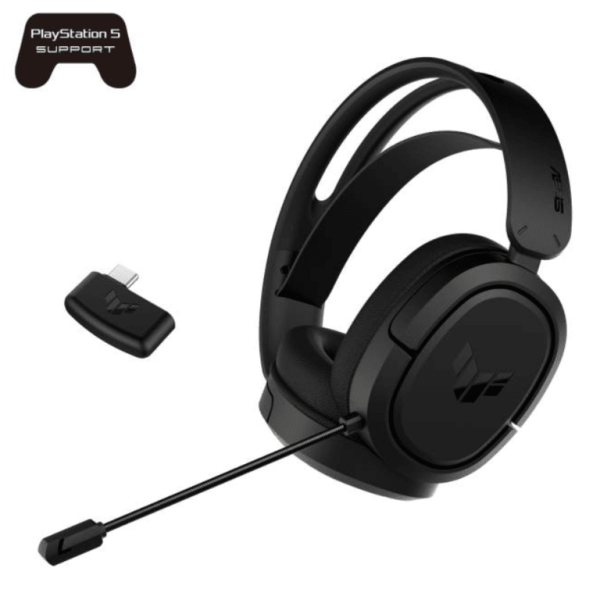 ASUS TUF Gaming H1 wireless slušalice sa crnom mat završnom obradom i osvetljenim logotipom