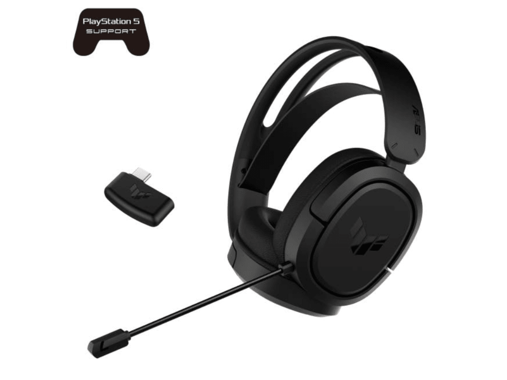 ASUS TUF Gaming H1 wireless slušalice sa crnom mat završnom obradom i osvetljenim logotipom