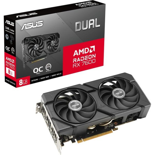 ASUS DUAL-RX7600-O8G-EVO grafička kartica sa dva ventilatora i 8GB GDDR6 memorije