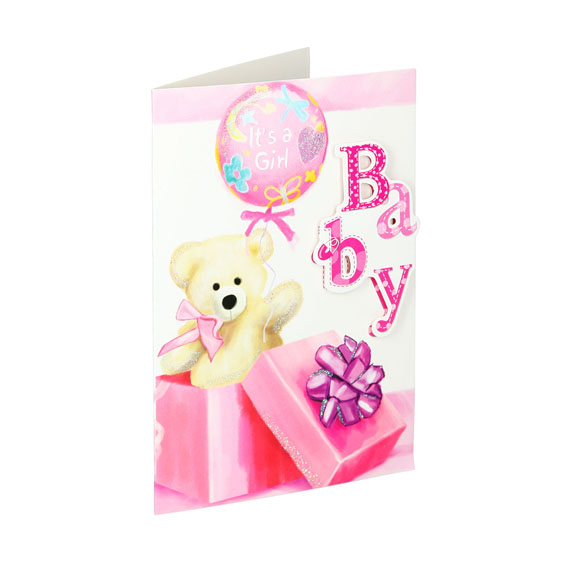 3D čestitka s motivom Baby Girl RO za djevojčice
