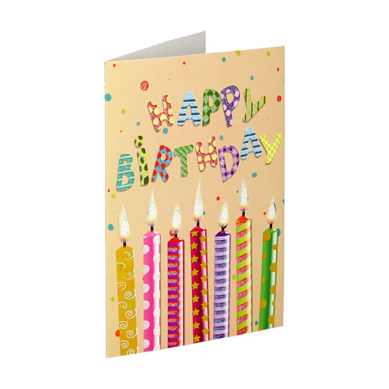 3D rođendanska čestitka sa motivom svjećica i natpisom Happy Birthday