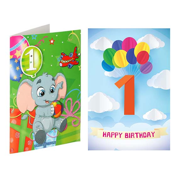 3D čestitka HappyB 1st Baloni sa sjajnim cirkonima i motivom prvog rođendana