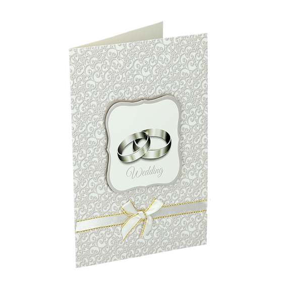 3D vjenčana čestitka s motivom prstenja i natpisom Wedding