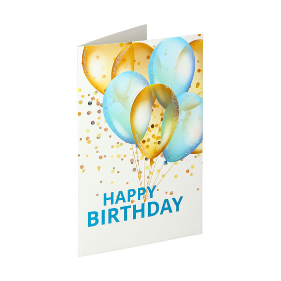 3D rođendanska čestitka s balonima i tekstom Happy Birthday za dječake