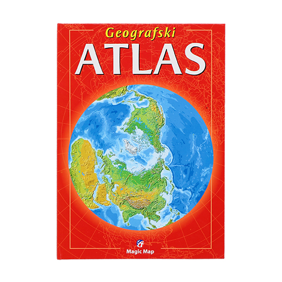 MAGIC Geografski Atlas TP Latini, tvrdi povez, školski geografski atlas s latiničnim tekstom