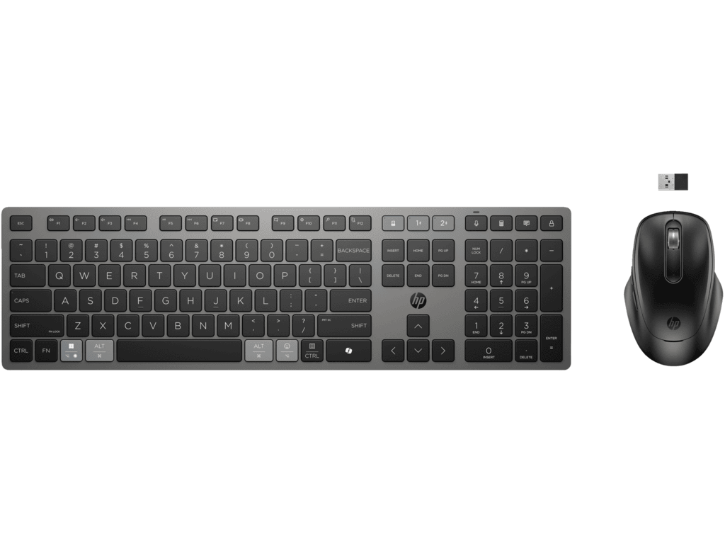 HP 725 Multi rechargeable wireless keyboard and mouse set with dual mode WiFi and Bluetooth