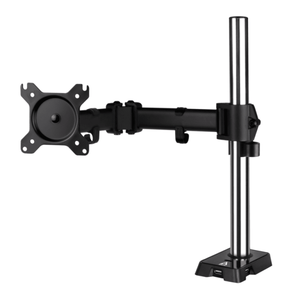 Arctic Z1 Gen 3 Matt Black monitor arm with USB hub on desk