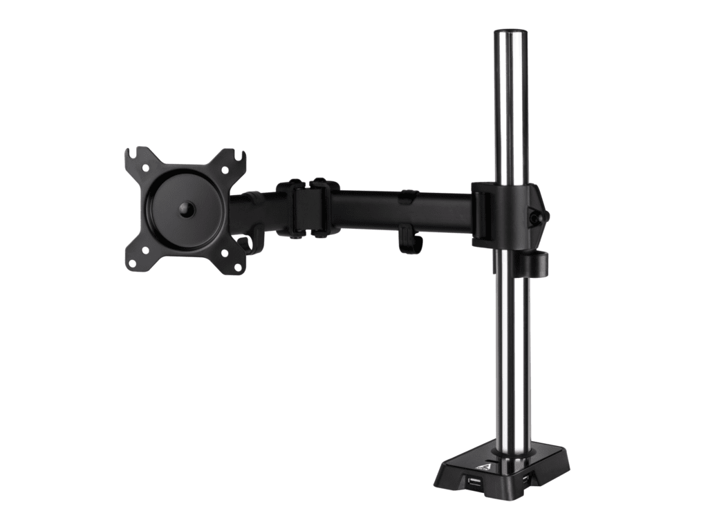 Arctic Z1 Gen 3 Matt Black monitor arm with USB hub on desk