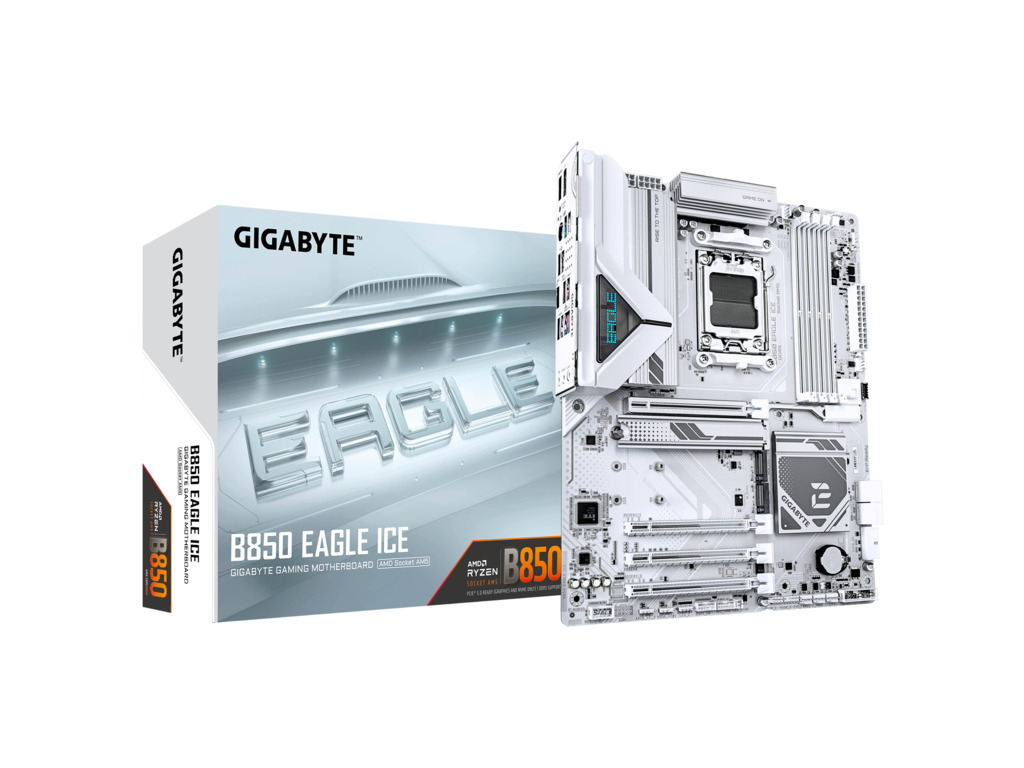 Gigabyte B850 Eagle Ice bijela AM5 matična ploča sa DDR5 i M.2 slotovima