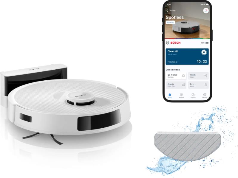 BOSCH robotski usisivač Spotless BCRC1W sa 360 LiDAR navigacijom i Carbon Power Brush