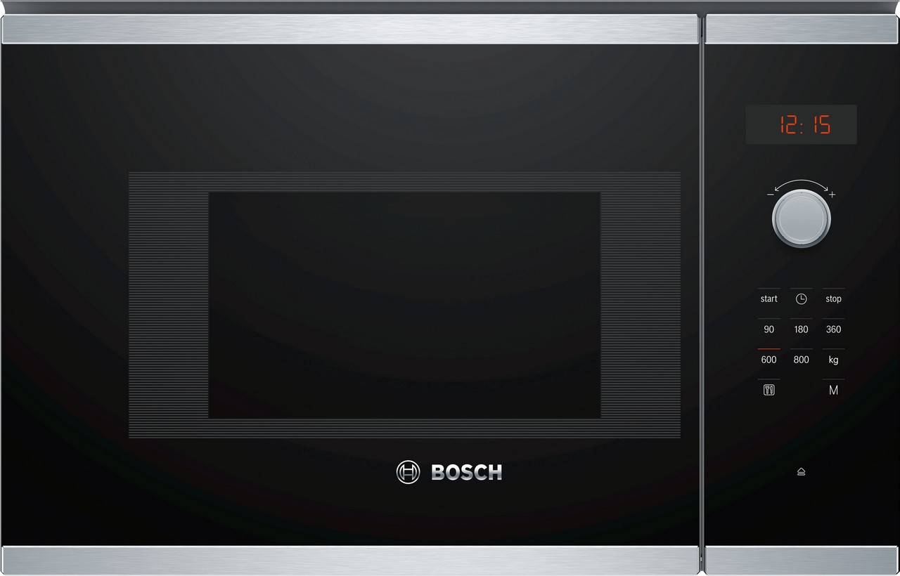 Bosch ugradbena mikrovalna pećnica Serie 4 u INOX i crnom staklu s AutoPilot 7 i lijevim otvaranjem