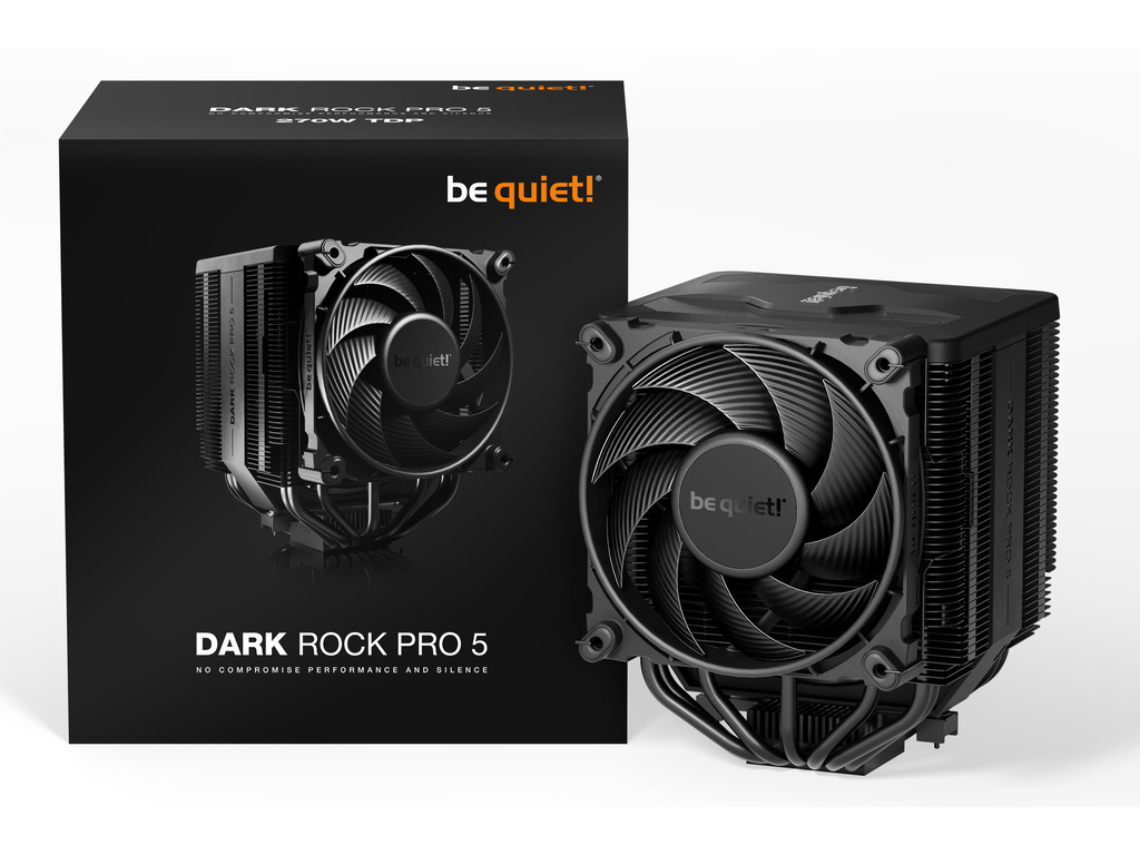 be quiet! Dark Rock Pro 5 CPU cooler with dual 135mm fans and black aluminum fins
