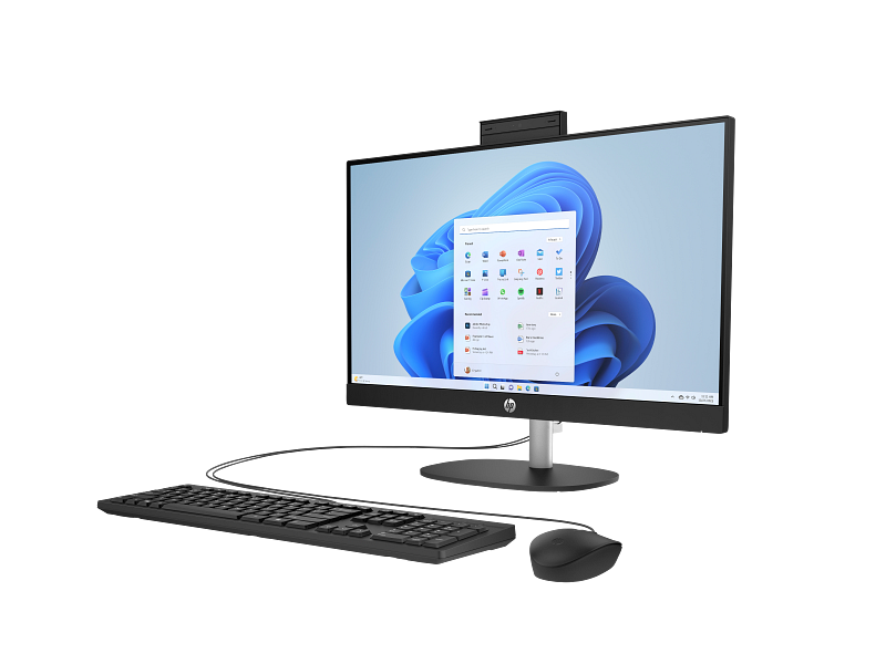 HP All-in-One 24-cr0083ny PC sa 23.8 inčnim touch ekranom, AMD Ryzen procesorom i crnom periferijom na stolu