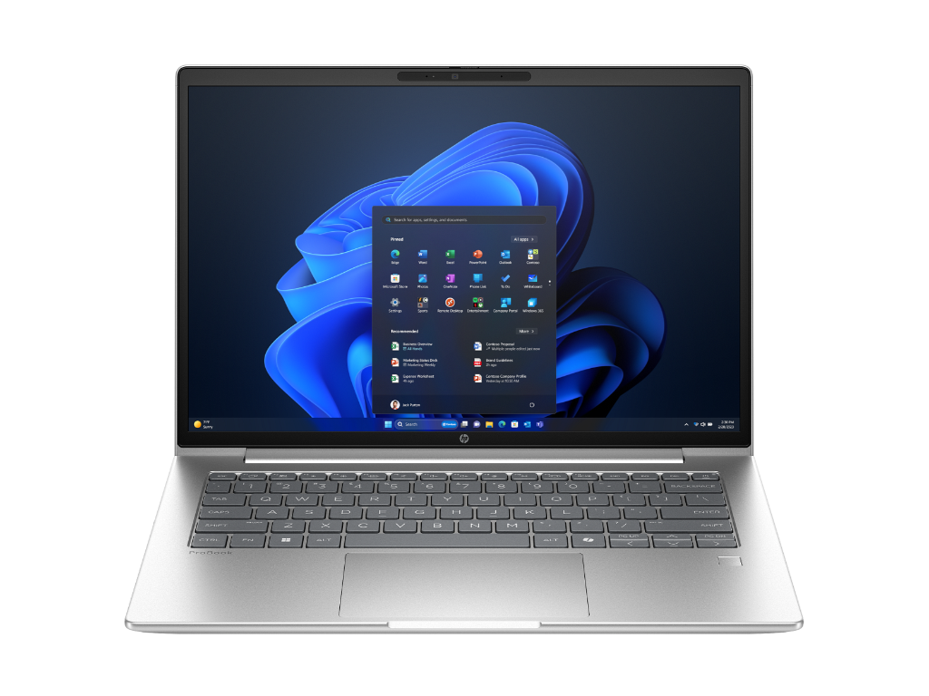 HP ProBook 4 14 G1i laptop sa otvorenim poklopcem na stolu, prikazuje FHD ekran i tastaturu sa pozadinskim osvjetljenjem